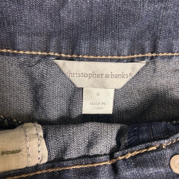 Christopher Banks Denim Maxi Skirt Womens 6 Dark Blue Modest Embroidered Pockets - Picture 4 of 6